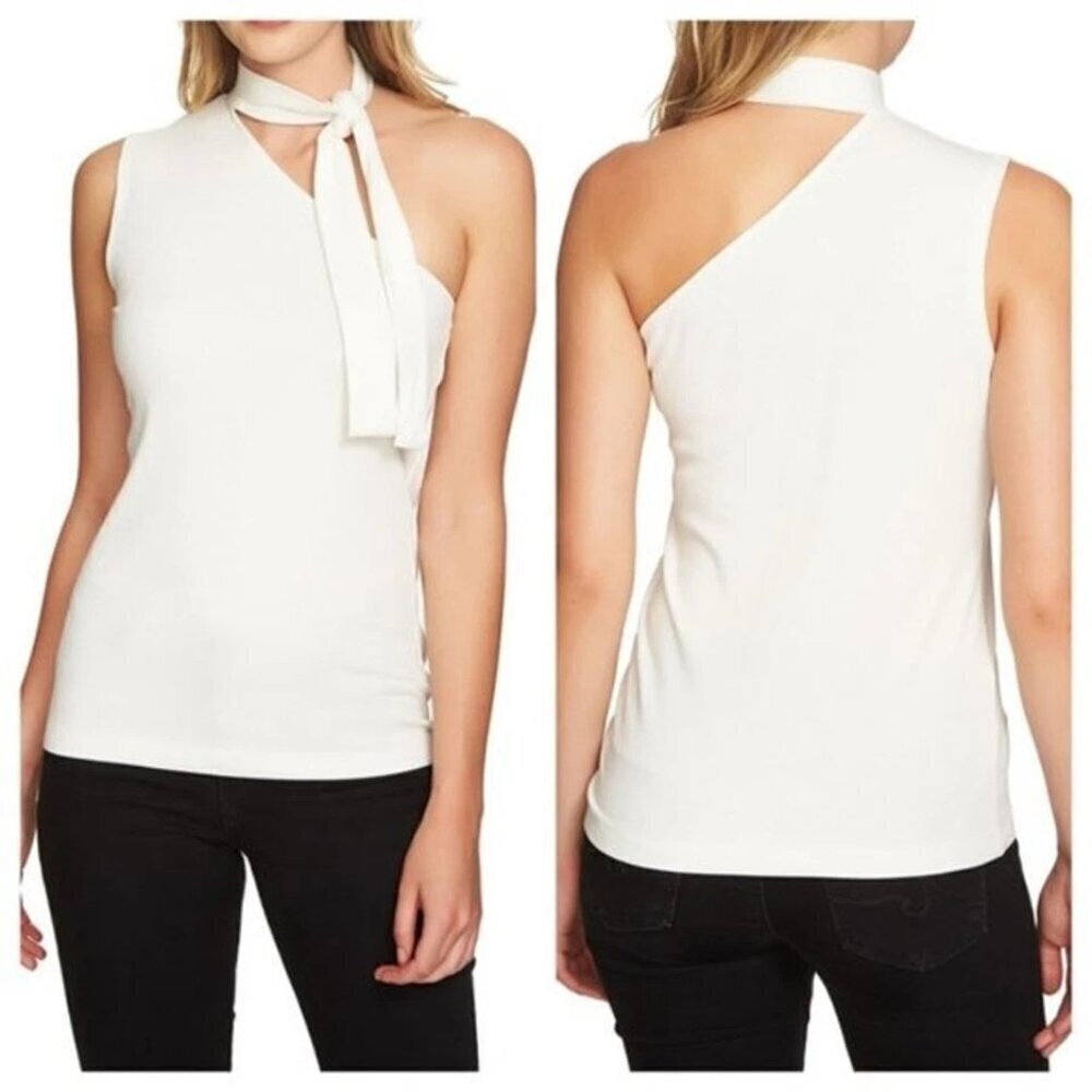1.STATE Womens Cream Textured One Shoulder Blouse Size Small